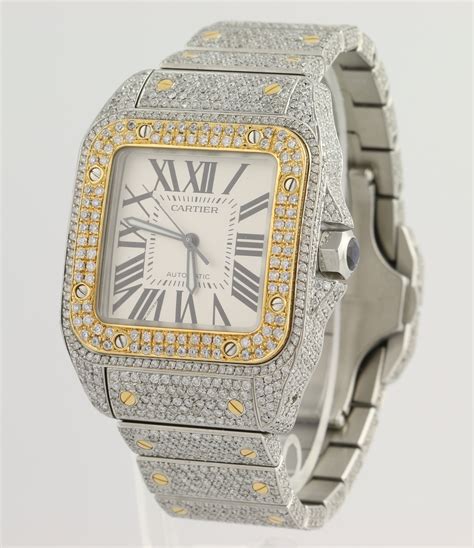 cartier gold and diamond watch|cartier full diamond watch.